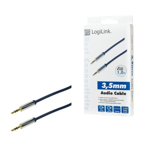 Kabel audio stereo LogiLink CA10100 3,5 mm, M/M, 1m, niebieski LogiLink Kabel audio stereo LogiLink CA10100 3,5 mm, M/M, 1m, niebieski LogiLink