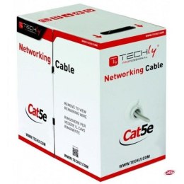 Kabel instalacyjny TechlyPro skrętka Cat5e UTP 4x2 drut CCA 305m, szary Techly