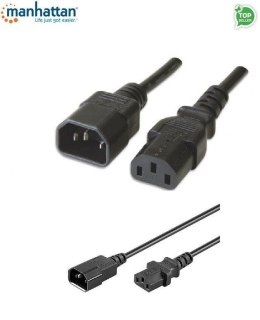 Kabel przedłużający kabla zasilania Manhattan C14 na C13 M/F 1m czarny Manhattan