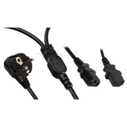 Kabel zasilający Akyga AK-PC-04A CEE 7/7 2xC13 250V/50Hz 1,8m czarny AKYGA