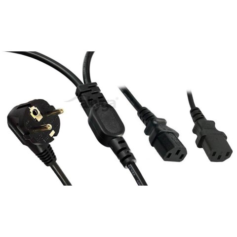 Kabel zasilający Akyga AK-PC-04A CEE 7/7 2xC13 250V/50Hz 1,8m czarny AKYGA Kabel zasilający Akyga AK-PC-04A CEE 7/7 2xC13 250V/50Hz 1,8m czarny AKYGA
