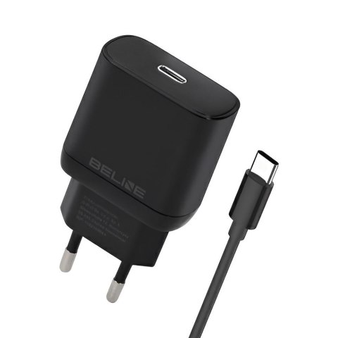 Ładowarka sieciowa Beline 25W 1xUSB-C GaN PD 3.0+kabel USB-C - czarna Beline Ładowarka sieciowa Beline 25W 1xUSB-C GaN PD 3.0+kabel USB-C - czarna Beline