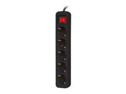 Listwa przedłużacz Lanberg 3m czarna 5x 230V Schuko z wyłącznikiem, kabel wykonany z pełnej miedzi LANBERG