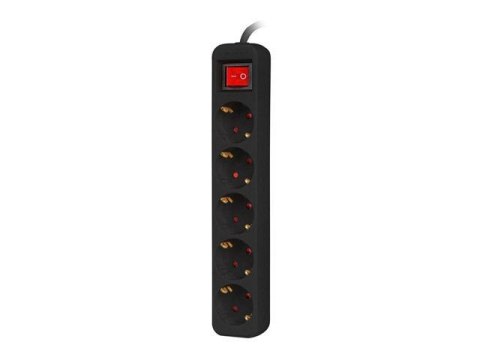 Listwa przedłużacz Lanberg 3m czarna 5x 230V Schuko z wyłącznikiem, kabel wykonany z pełnej miedzi LANBERG Listwa przedłużacz Lanberg 3m czarna 5x 230V Schuko z wyłącznikiem, kabel wykonany z pełnej miedzi LANBERG