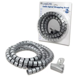 Organizer kabli LogiLink KAB0013 spiralny, 2.5m, srebrny LogiLink