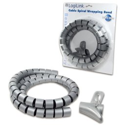 Organizer kabli LogiLink KAB0014 spiralny, 1.5m, srebrny LogiLink