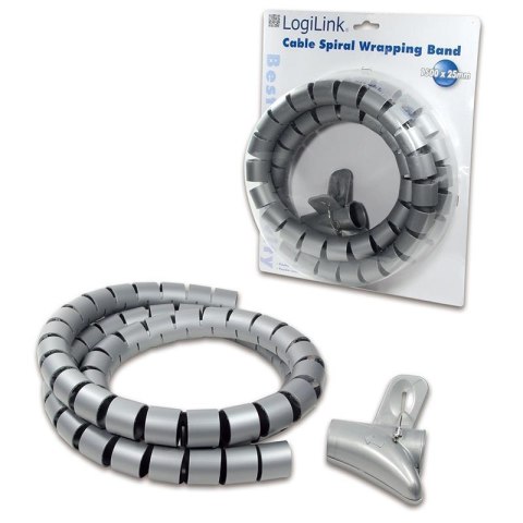 Organizer kabli LogiLink KAB0014 spiralny, 1.5m, srebrny LogiLink