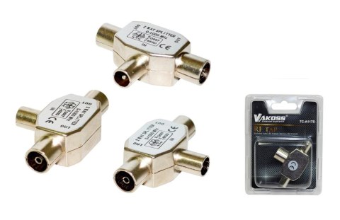 Rozdzielacz antenowy VAKOSS TC-A117S RF męski -> 2x RF żeński Vakoss Rozdzielacz antenowy VAKOSS TC-A117S RF męski -> 2x RF żeński Vakoss