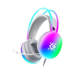 Słuchawki z mikrofonem Defender IGNIS podświetlane Gaming USB RGB białe + GRA Defender