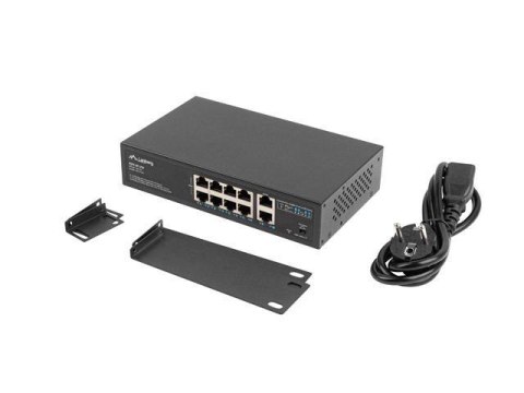 Switch niezarządzalny Lanberg 8x 100Mb PoE+/2x 1Gb Rack 10"/19" Gigabit Ethernet 120W LANBERG Switch niezarządzalny Lanberg 8x 100Mb PoE+/2x 1Gb Rack 10"/19" Gigabit Ethernet 120W LANBERG