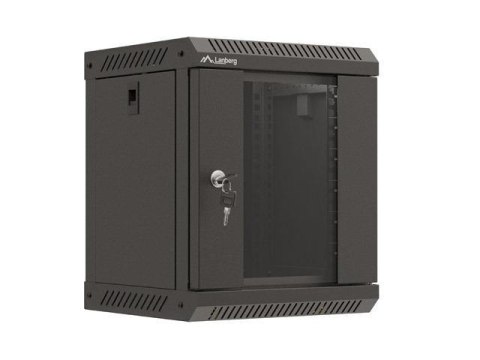 Szafa instalacyjna Rack Lanberg Wisząca 10" 6U 300x300 Drzwi przeszklone (flat pack) Czarna LANBERG