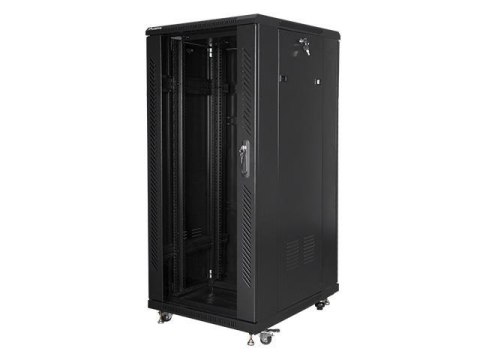 Szafa instalacyjna Rack stojąca 19" 27U 600x800 czarna Lanberg (flat pack) LANBERG