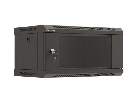 Szafa instalacyjna Rack wisząca 19" 4U 540x350 czarna Drzwi przeszklone Lanberg (flat pack) LANBERG Szafa instalacyjna Rack wisząca 19" 4U 540x350 czarna Drzwi przeszklone Lanberg (flat pack) LANBERG