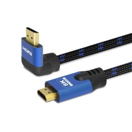 Kabel HDMI v2.1 Savio CL-147 1,8m, 8K, kątowy, OFC, niebiesko-czarny, złote końcówki Savio