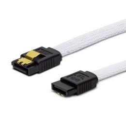 Kabel SATA III SAVIO GAK-01 0,3m, oplot biały, prosty, złote zatrzaski Savio