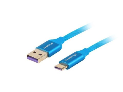 Kabel USB 2.0 Lanberg Premium Type-C(M) - A(M) 0,5m niebieski 5A LANBERG Kabel USB 2.0 Lanberg Premium Type-C(M) - A(M) 0,5m niebieski 5A LANBERG