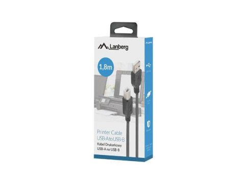 Kabel USB 2.0 Lanberg USB-A(M)->USB-B(M) 1,8m czarny ferryt box LANBERG Kabel USB 2.0 Lanberg USB-A(M)->USB-B(M) 1,8m czarny ferryt box LANBERG