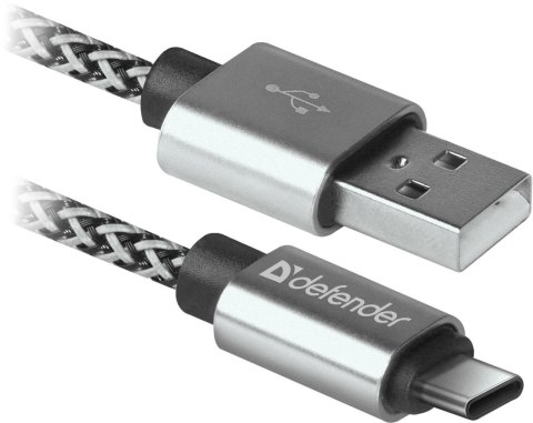 Kabel USB Defender AM-TYPE C 1m 2,1A biało-czarny Defender Kabel USB Defender AM-TYPE C 1m 2,1A biało-czarny Defender