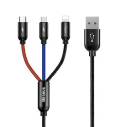 Kabel przewód USB 3w1 - USB-C, Lightning, micro USB 120cm Baseus CAMLT-BSY01 do 3.5A Baseus