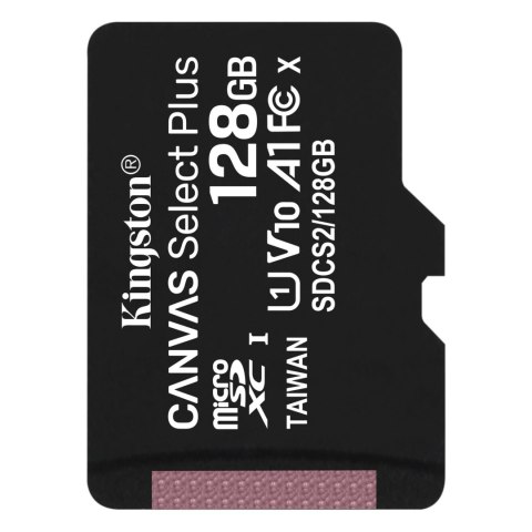 Karta pamięci Kingston microSD Canvas Select Plus 128GB Class 10 UHS-I U1 V10 Kingston Karta pamięci Kingston microSD Canvas Select Plus 128GB Class 10 UHS-I U1 V10 Kingston