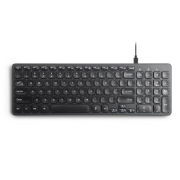Klawiatura przewodowa Perixx PERIBOARD-215 scissor, ultra-flat, czarna, 4x HUB (2x USB-A, 2x USB-C) Perixx