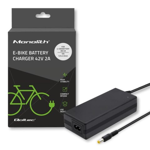 Ładowarka Qoltec do baterii roweru elektrycznego 36V | 42V | 2A | 5.5*2.5 Qoltec Ładowarka Qoltec do baterii roweru elektrycznego 36V | 42V | 2A | 5.5*2.5 Qoltec