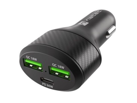 Ładowarka samochodowa Natec NUC-1981 2X USB 1X USB-C POWER DELIVERY 3.0 48W QC3.0 czarna Natec Ładowarka samochodowa Natec NUC-1981 2X USB 1X USB-C POWER DELIVERY 3.0 48W QC3.0 czarna Natec