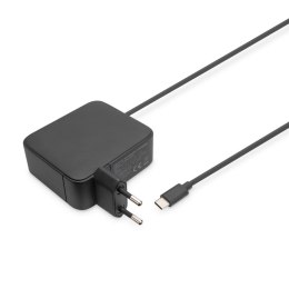 Ładowarka sieciowa DIGITUS zasilacz 1x USB-C PD 3.0 max. 100W GaN zintegrowany kabel 1,2m czarna Digitus