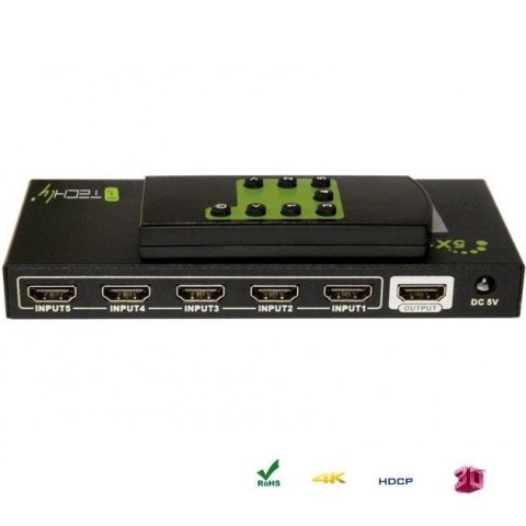 Przełącznik Techly HDMI 5/1 z pilotem, 4K2K 3D, czarny Techly Przełącznik Techly HDMI 5/1 z pilotem, 4K2K 3D, czarny Techly