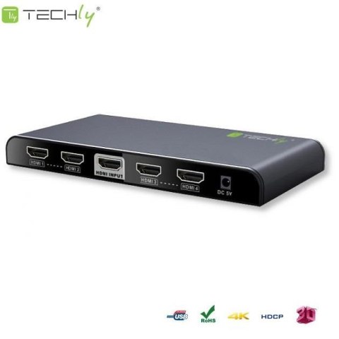 Rozdzielacz / Splitter Techly AV HDMI 2.0 1/4 Ultra HD 4Kx2K 3D Techly Rozdzielacz / Splitter Techly AV HDMI 2.0 1/4 Ultra HD 4Kx2K 3D Techly