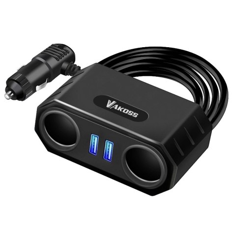 Rozgałęziacz gniazda zapalniczki VAKOSS TP-3264K 2 gniazda + 2xUSB, z przewodem Vakoss Rozgałęziacz gniazda zapalniczki VAKOSS TP-3264K 2 gniazda + 2xUSB, z przewodem Vakoss