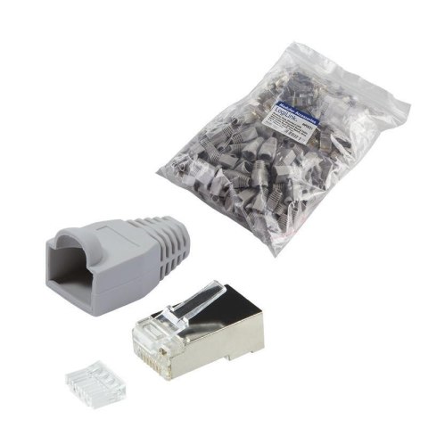 Wtyk RJ45 CAT.6 FTP LogiLink MP0021 z osłonką, szary 100szt LogiLink Wtyk RJ45 CAT.6 FTP LogiLink MP0021 z osłonką, szary 100szt LogiLink