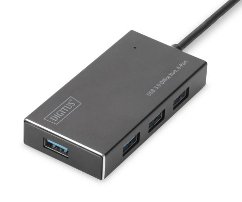 Hub/Koncentrator DIGITUS 4-portowy USB 3.0 SuperSpeed, aktywny, aluminium Digitus Hub/Koncentrator DIGITUS 4-portowy USB 3.0 SuperSpeed, aktywny, aluminium Digitus