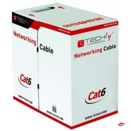 Kabel instalacyjny TechlyPro skrętka Cat6 UTP 4x2 drut CCA 305m, szary Techly