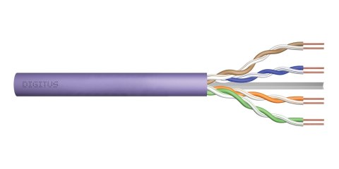 Kabel teleinformatyczny instalacyjny DIGITUS kat.6, U/UTP, Dca, drut, AWG 23/1, LSOH, 305m, fioletowy, karton Digitus Kabel teleinformatyczny instalacyjny DIGITUS kat.6, U/UTP, Dca, drut, AWG 23/1, LSOH, 305m, fioletowy, karton Digitus