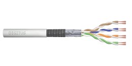 Kabel teleinformatyczny patchcordowy DIGITUS kat.5e, SF/UTP, linka, AWG 26/7, PVC, 100m, szary, karton Digitus