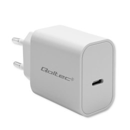 Ładowarka sieciowa Qoltec Super Quick PD | USB-C | 20W | 5-12V | 1.67-3A | Biała Qoltec