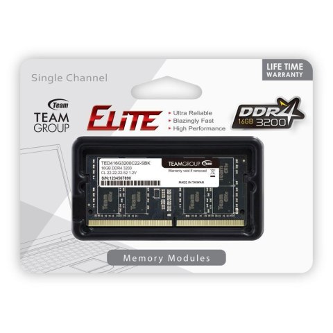 Pamięć SODIMM DDR4 Team Group Elite 16GB (1x16GB) 3200MHz CL22 1,2V Team Group Pamięć SODIMM DDR4 Team Group Elite 16GB (1x16GB) 3200MHz CL22 1,2V Team Group