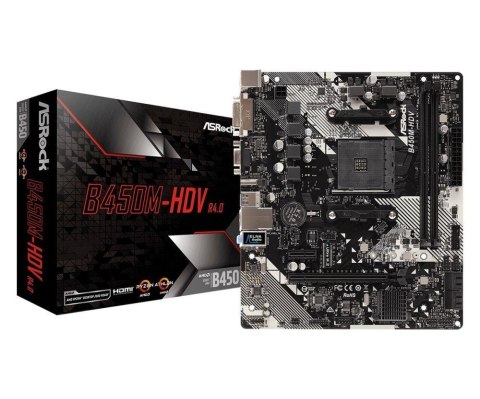 Płyta ASRock B450M-HDV R4.0 /AMD B450/DDR4/SATA3/M.2/USB3.0/PCIe3.0/AM4/mATX ASRock Płyta ASRock B450M-HDV R4.0 /AMD B450/DDR4/SATA3/M.2/USB3.0/PCIe3.0/AM4/mATX ASRock