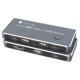 Przełącznik KVM Techly USB-C 2x1 / DisplayPort 1.4 Video 8K Techly