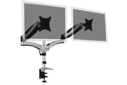 Ramię biurkowe podwójne z zaciskiem DIGITUS, regulowany, 2xLCD, max. 27", max. 8kg, uchylno-obrotowe 360° Digitus Ramię biurkowe podwójne z zaciskiem DIGITUS, regulowany, 2xLCD, max. 27", max. 8kg, uchylno-obrotowe 360° Digitus