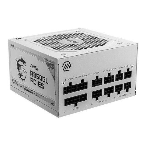 Zasilacz MSI MAG A850GL PCIE5 WHITE 850W 120mm 80plus Gold aPFC MSI Zasilacz MSI MAG A850GL PCIE5 WHITE 850W 120mm 80plus Gold aPFC MSI